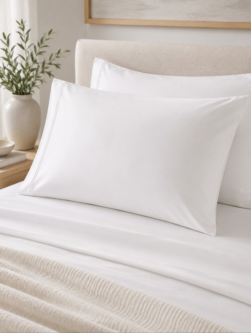 Luxury Collection 600TC Egyptian Cotton Sateen Pillowcases Standard Queen NWT